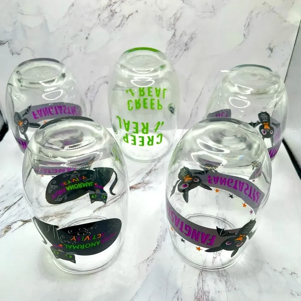NWOT Set of 5 Halloween stemless wine glasses